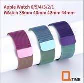 Milanese Loop Armband Voor Apple Watch 42/44 MM Iwatch Metalen Milanees Horloge Band – Meerdere nieuwe kleuren - Groen/Blauw overlopend Let op: smartwatch wordt niet meegeleverd, a
