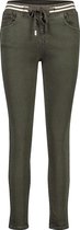 Cassis - Female - Slim broek met sportieve strepen op de taille  - Kaki