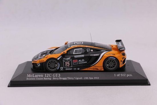 The 1:43 Diecast Mofdelcar of the McLaren 12C GT3 Boutsen