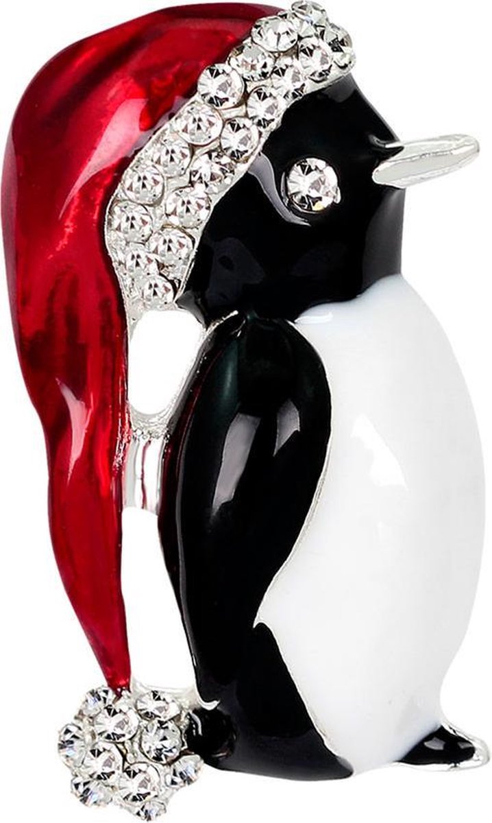 Broche kerst Pinguin Strass (4 x 2,4 cm )