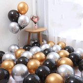 Goud Zilver Zwart | Kleine Ballonnen | 9 stuks | Baby Shower - Kraamfeest - Verjaardag - Geboorte - Fotoshoot - Wedding - Marriage - Birthday - Party - Feest - Event - Jubileum - V