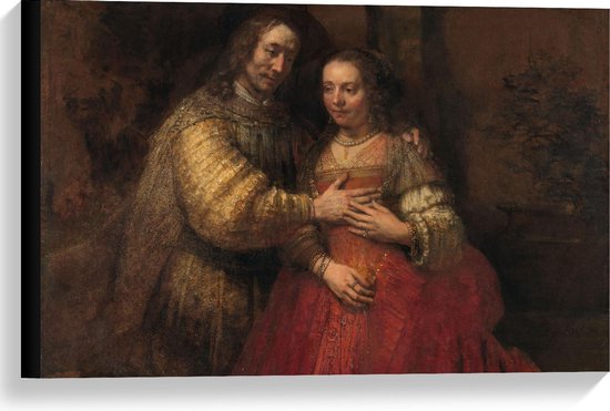 Canvas  - Oude Meesters - Het Joodse Bruidje, Rembrandt van Rijn, ca. 1665 -1669 - 60x40cm Foto op Canvas Schilderij (Wanddecoratie op Canvas)