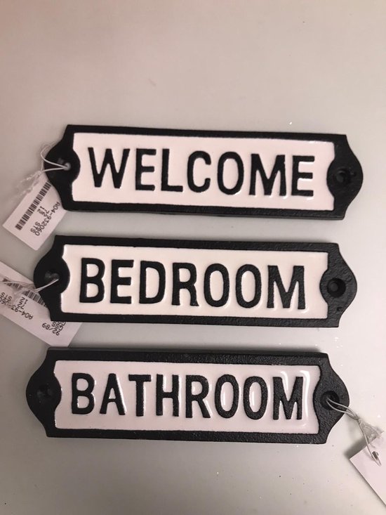Likken wetgeving persoonlijkheid Deur bordjes - set van 3 stuks (Bathroom,Bedroom en Welcome) | bol.com