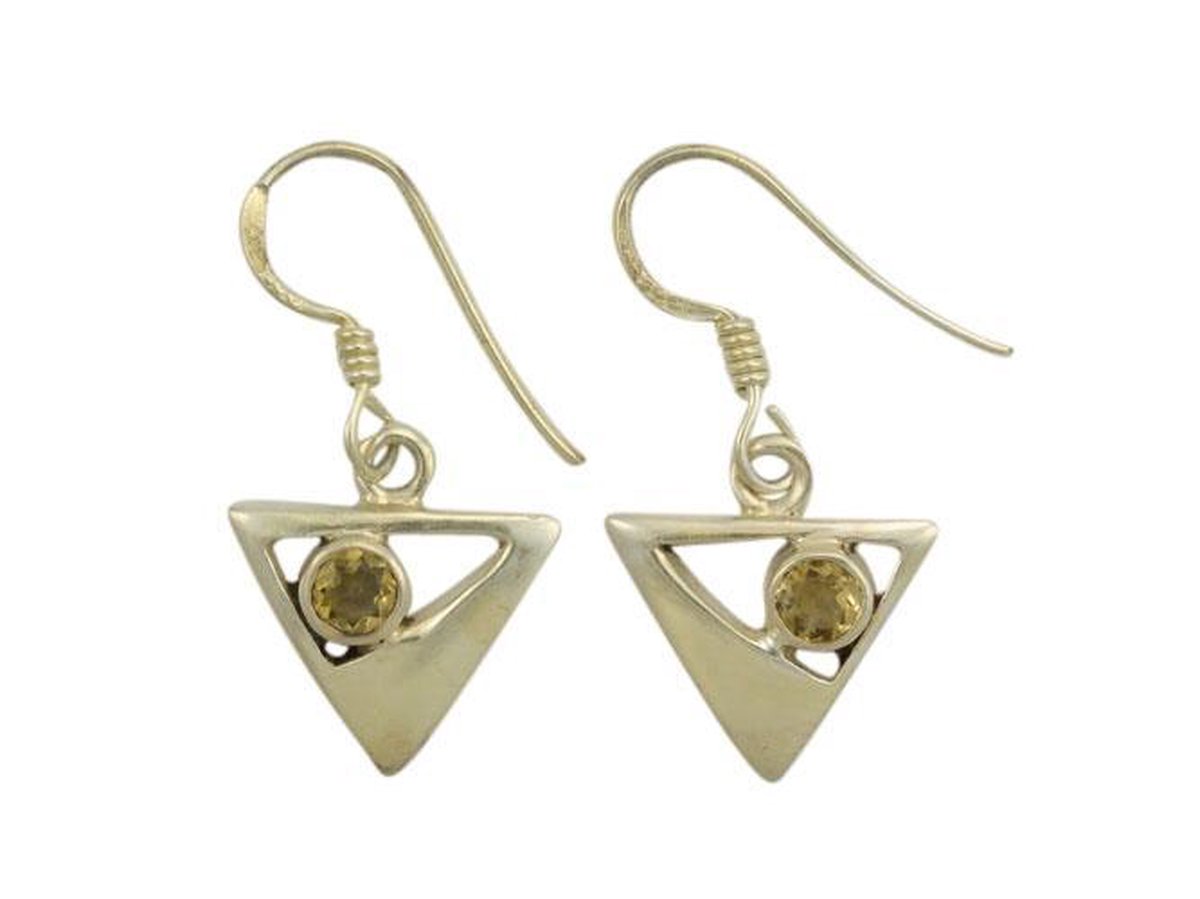 Zilveren oorbellen Citrien 925 zilver (incl. oorbelstoppers)