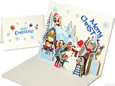 Popcards popup kerstkaarten - Kerstkaart Sneeuw Sneeuwpop Winter Kinderplezier pop-up kaart 3D wenskaart