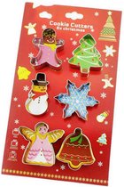 Kerst koekjesdeeg uitsteekvormen set - Ster, Sneeuwpop, Koekemannetje, Kerstboom, Bel en Engel uitstekers RVS - Cookie Cutters