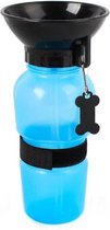 Super Handige Draagbare Dieren Drink Beker + Ingebouwde Kom - Huisdier Hond - Water Fles Voor Honden -  Reizen - Outdoor - Water Dispenser Feeder - Blauw