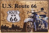Route 66 Motor landkaart Reclamebord van metaal METALEN-WANDBORD - MUURPLAAT - VINTAGE - RETRO - HORECA- BORD-WANDDECORATIE -TEKSTBORD - DECORATIEBORD - RECLAMEPLAAT - WANDPLAAT -
