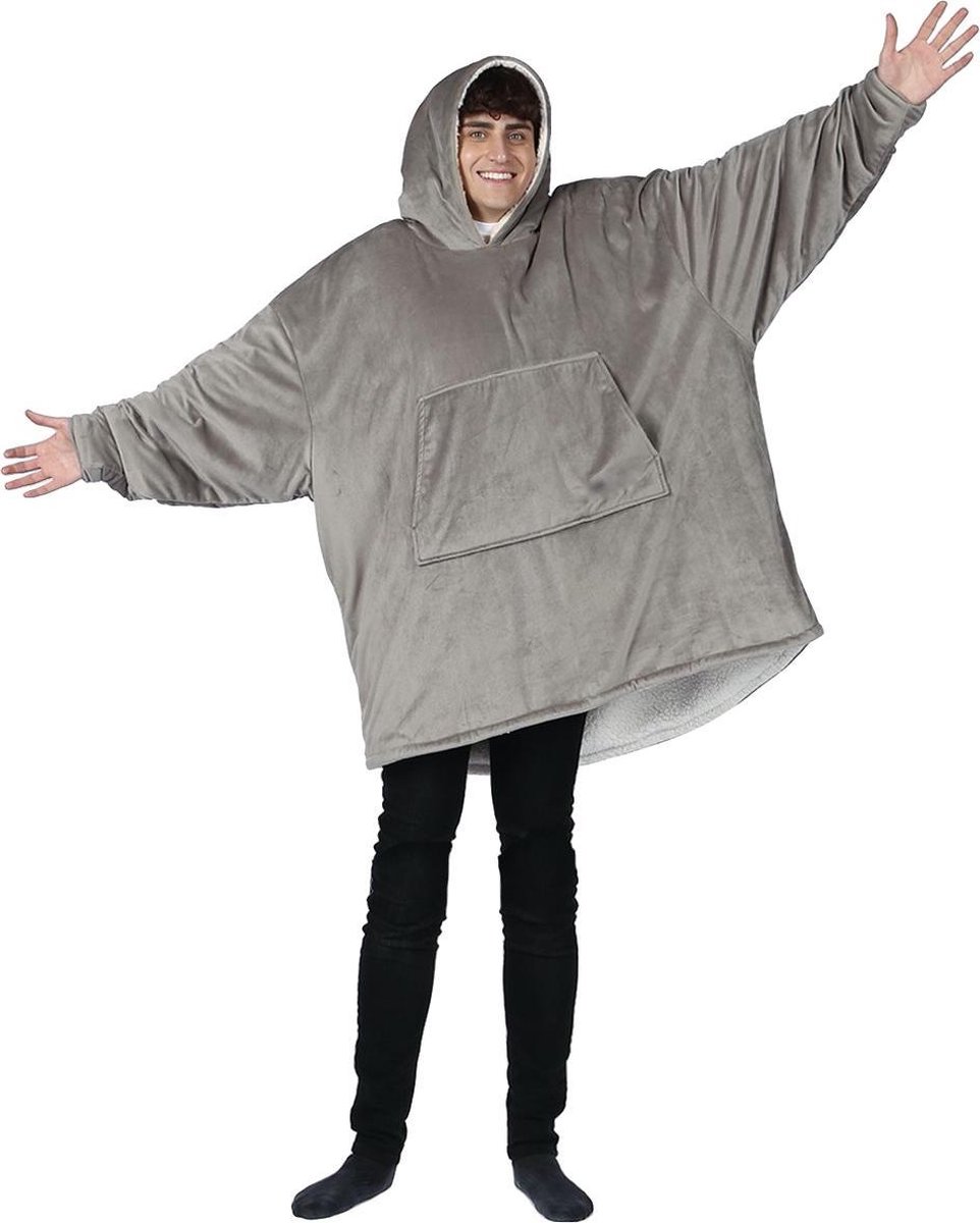 One size hoodie blanket Deken met mouwen Sherpa Grijs