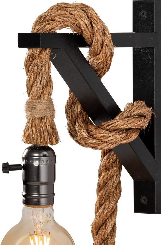Wandlamp met touw - zwart - touwlamp voor binnen | bol