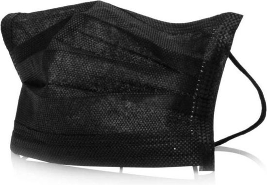 50 stuks Zwarte mondkapjes mondmaskers 3 laags met elastiek | bol.com