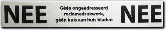 NEE NEE Sticker Brievenbus - Brievenbus sticker nee nee aluminium zwart - 150 mm x 25 mm x 0,5 mm. - Merkloos