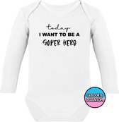 RompertjesBaby - Today i want to be a super hero - maat 86/92 - lange mouwen - baby - baby kleding jongens - baby kleding meisje - rompertjes baby - rompertjes baby met tekst - kra