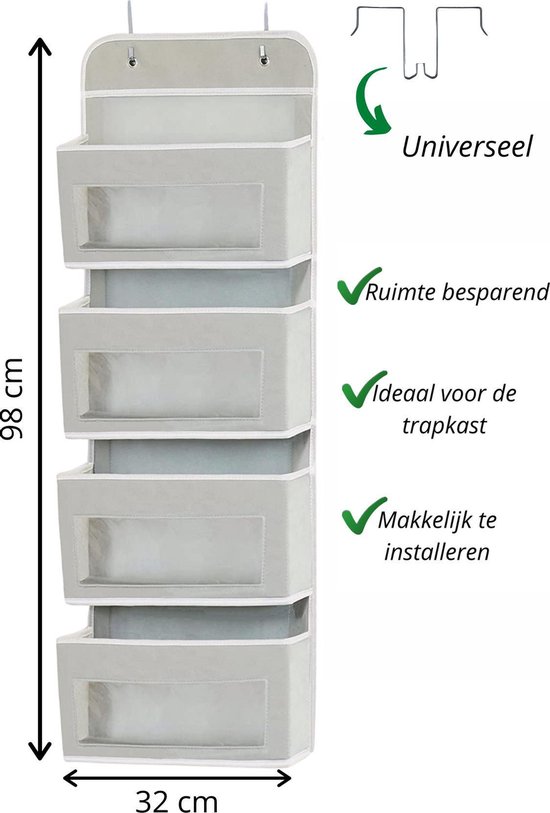 Organizer om op te hangen aan de deur met 5 vakken, opbergkast van stof voor
