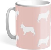 Hound & Herringbone - Witte Franse Bulldog Mok - White French Bulldog Mug