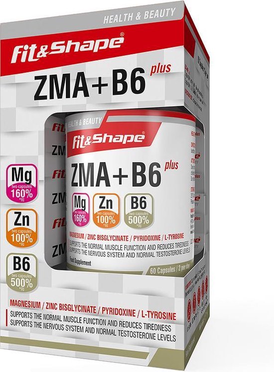 Fit&Shape ZMA +B6 (Zink+Magnesium&B6) formule met zink bisglycinaat