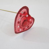 Bijstekers, 10 stuks, hart, rood, 52 cm, hout en kunststof