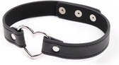 FETISH ADDICT - Collar With Heart Shaped Hoop Adjustable 41,5 Cm Black