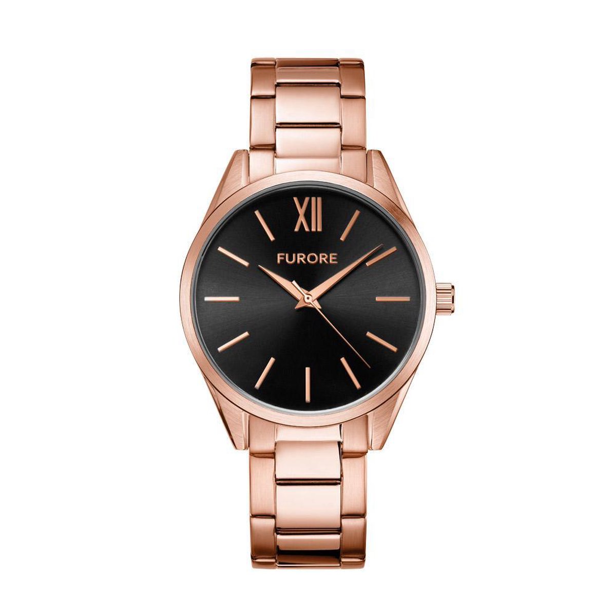 Furore - Diva - FU2203 - dameshorloge - 39mm - roestvrijstalen band - roségoud