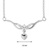 Blinx Jewels Zilveren Hanger Hartje Steentjes Zirkonia incl. Ketting