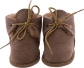 Babyslofjes schapenwol en Eco-leer Puk - maat 16 - Kraamcadeau - Babyschoenen leer en wol - Newborn sloffen -Sheepy.cc