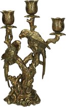 SVJ Kandelaar Kaarsenhouder Papegaai sculptuur retro goud - 23,5 x 11 x 38 cm - Kaarsenstandaard