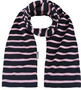 Bretonse streep sjaal Donkerblauw met roze strepen 20x160cm Royale uitvoering