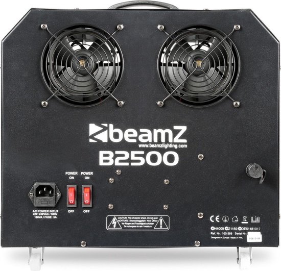 Bellenblaasmachine - Beamz B2500 professionele dubbele bellenblaasmachine met draadloze afstandsbediening en 20 liter vloeistof - 