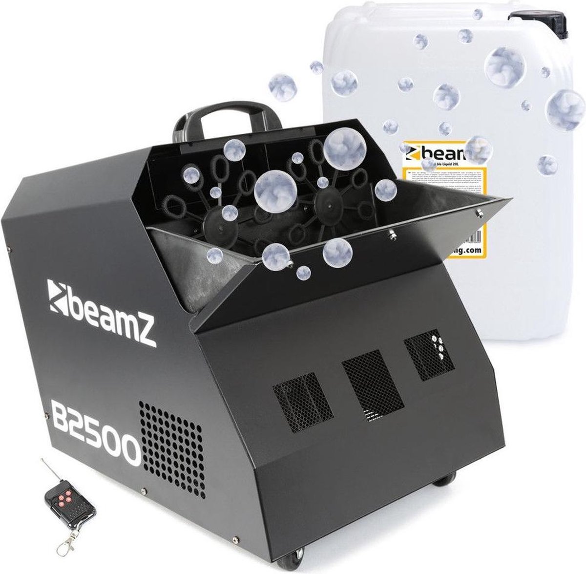 Bellenblaasmachine - Beamz B2500 professionele dubbele bellenblaasmachine met draadloze afstandsbediening en 20 liter vloeistof - 