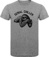 T-Shirt - Casual T-Shirt - Fun T-Shirt - Fun Tekst - Sloth - Luiaard - S.Grey - Serial Chiller - Maat S