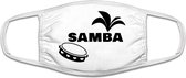 Samba mondkapje | muziek | gezichtsmasker | bescherming | bedrukt | logo | Wit mondmasker van katoen, uitwasbaar & herbruikbaar. Geschikt voor OV