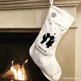 Kerstsok Vrolijk Kerstfeest - Witte kerstsok - Christmas Stockings - Kerstdecoratie