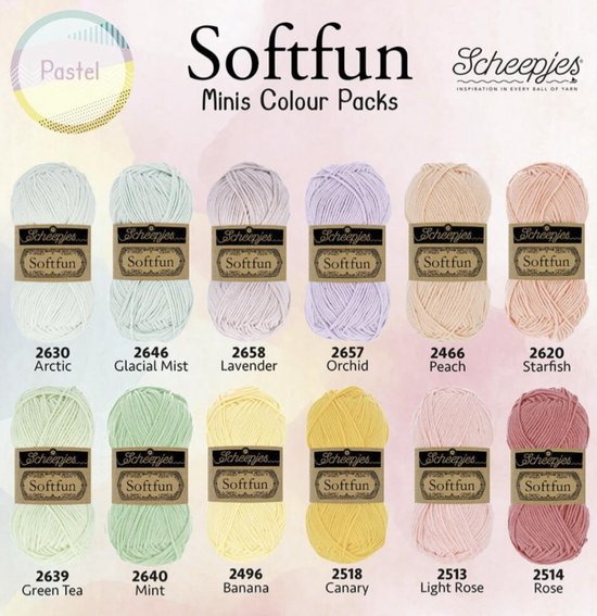 Pack de couleurs Scheepjes Softfun 12x20g Pastel