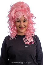 Pruik 1102 Wig-it, Cosplay, roze hoge behive pruik