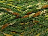 Dikke breiwol kopen oranje, goud, room, groen tinten kleurenmix gemeleerd – breien of haken met dik brei wol 25% gemengd met 75% acryl garen – breinaalden dikte 10/12 mm – self str