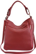 AmbraModa GLX30 - Italiaanse leren handtas, schoudertas, hobo tas voor vrouwen - Donkerrood