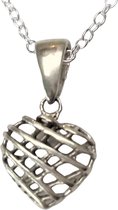 Zeeuws Meisje - verstrengeld hart - elegant zilveren hartje met zilveren kettinkje -