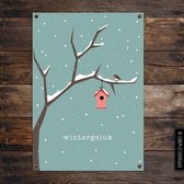 Tuinposter XL Wintergeluk 84 x 59 cm - Poster voor buiten - Tuinposter winter -