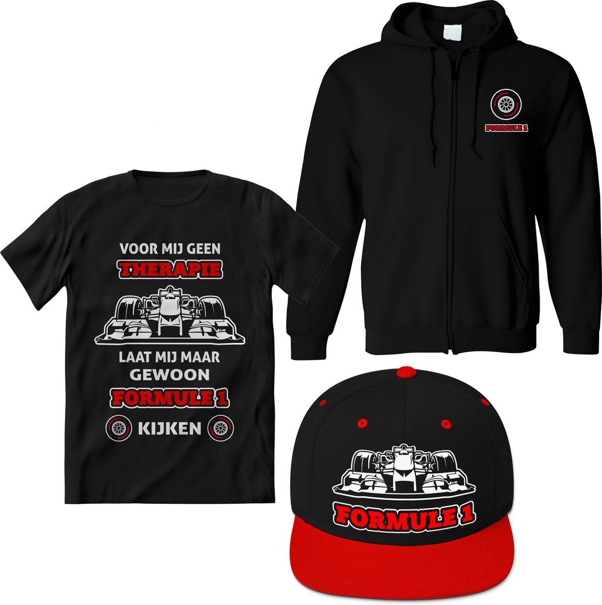 Formule 1 T-Shirt 3 in 1 set Heren / Dames – Design Race shirt Dames Rood – Perfect f1 raceauto Cadeau – Grappig Auto Racing tekst shirt - Maat M
