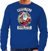 Grote maten foute Kerstsweater / Kersttrui Northpole roulette blauw voor heren - Kerstkleding / Christmas outfit 4XL (60)