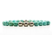 Beaddhism - Armband - Turquoise - Zilver - Eva 3 - 8 mm - 20 cm