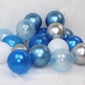 Geboorte ballonnen set Jongen - DH collection | Zilver - Wit - 3 kleuren Blauw | Baby - Boy | 10 stuks | Babyshower - Kraamfeest - Kraamborrel - Decoratie - Feest - Kraamtijd - Kraamborrel - Versiering | Zoon - Broertje
