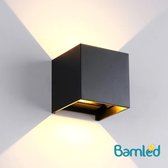 Bamled® Wandlamp - IP65 - Zwart - Kubus tweezijdig oplichtend - Binnen en Buiten
