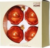 KERSTBALLEN SET 4 STUKS | KERSTVERSIERING | PEARL ROEST | D8 CM | GLAS