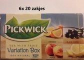 Pickwick thee - variatiebox - sinaasappel, zwarte bes, perzik & citroen - multipak 6x 20 zakjes