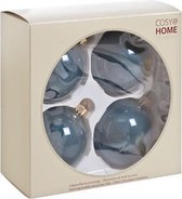 KERSTBALLEN SET 4 STUKS | KERSTVERSIERING | PEARL NACHTBLAUW | D8 CM | GLAS