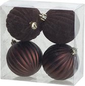 KERSTBALLEN SET 4 | KERSTVERSIERING | MAT VELVET CHOCOLAT | D8 CM | KUNSTSTOF
