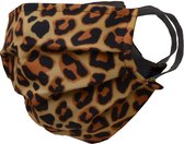 Mondkapje - mondmasker 100% katoen, dubbellaags, filter toepasbaar, Trendy print Leopard/panter brown