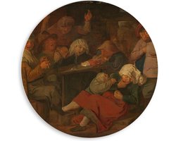 Forex Wandcirkel - Oude Meesters - Boerendrinkpartij, Adriaen Brouwer, 1620 - 1630 - 80x80cm Foto op Wandcirkel (met ophangsysteem)