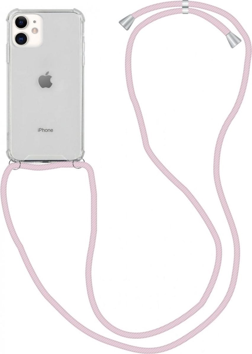 Apple iPhone 12 Mini Hoesje Back Cover met Koord Roze Goud